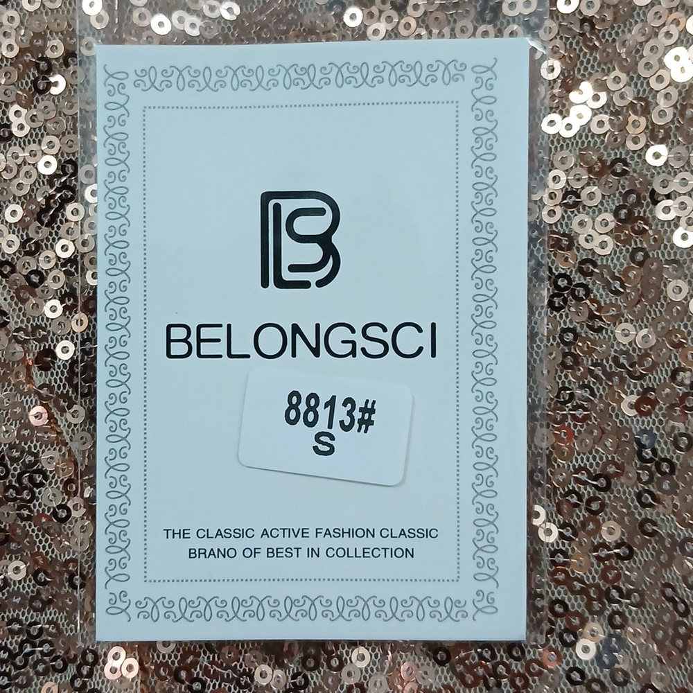 Belongsci Gold Sequin Sparkle Midi Dress Size Small - Picture 6 of 9